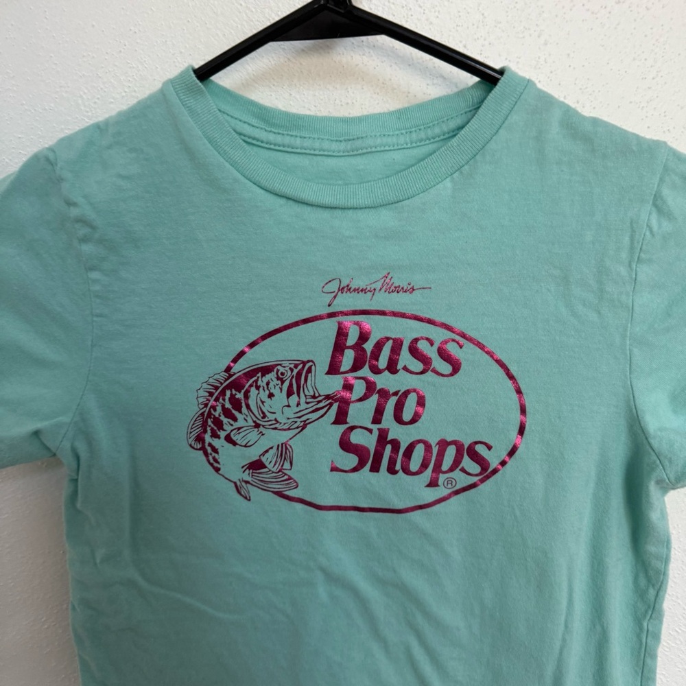Bass Pro Shops Kids' Mint Tee with Pink Metallic Logo - Picture 3 of 7